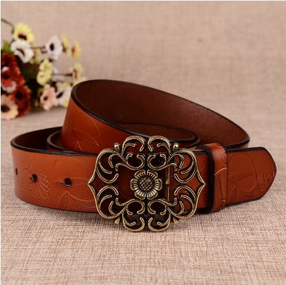 Cinto vintage em pele com estilo étnico